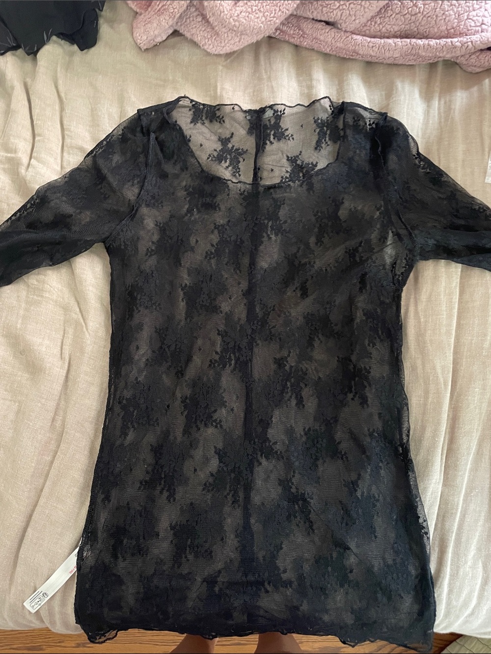 Free people Black Lace 3/4 sleeve top